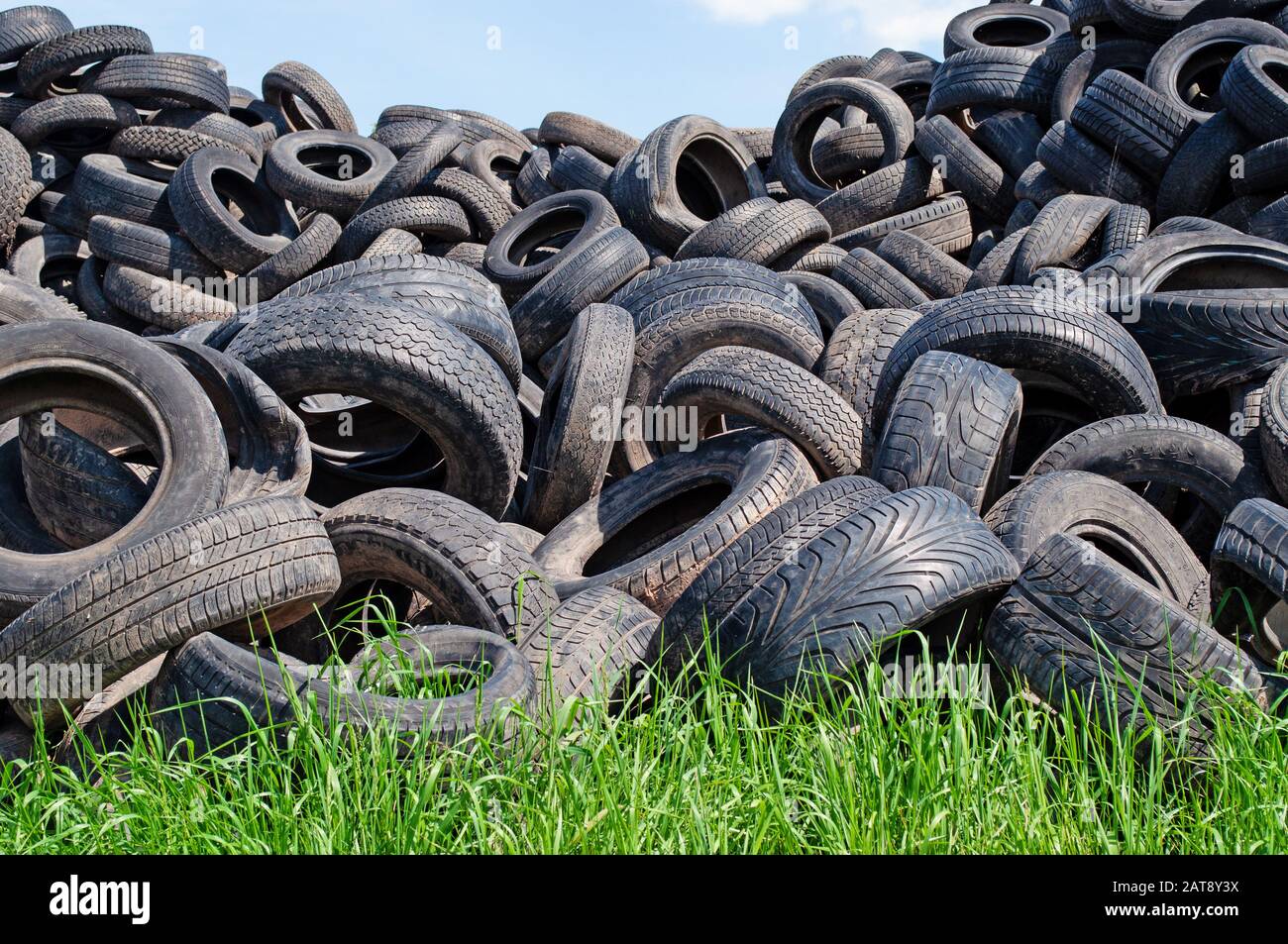 Old car tires for recycling Stock Photo Alamy
