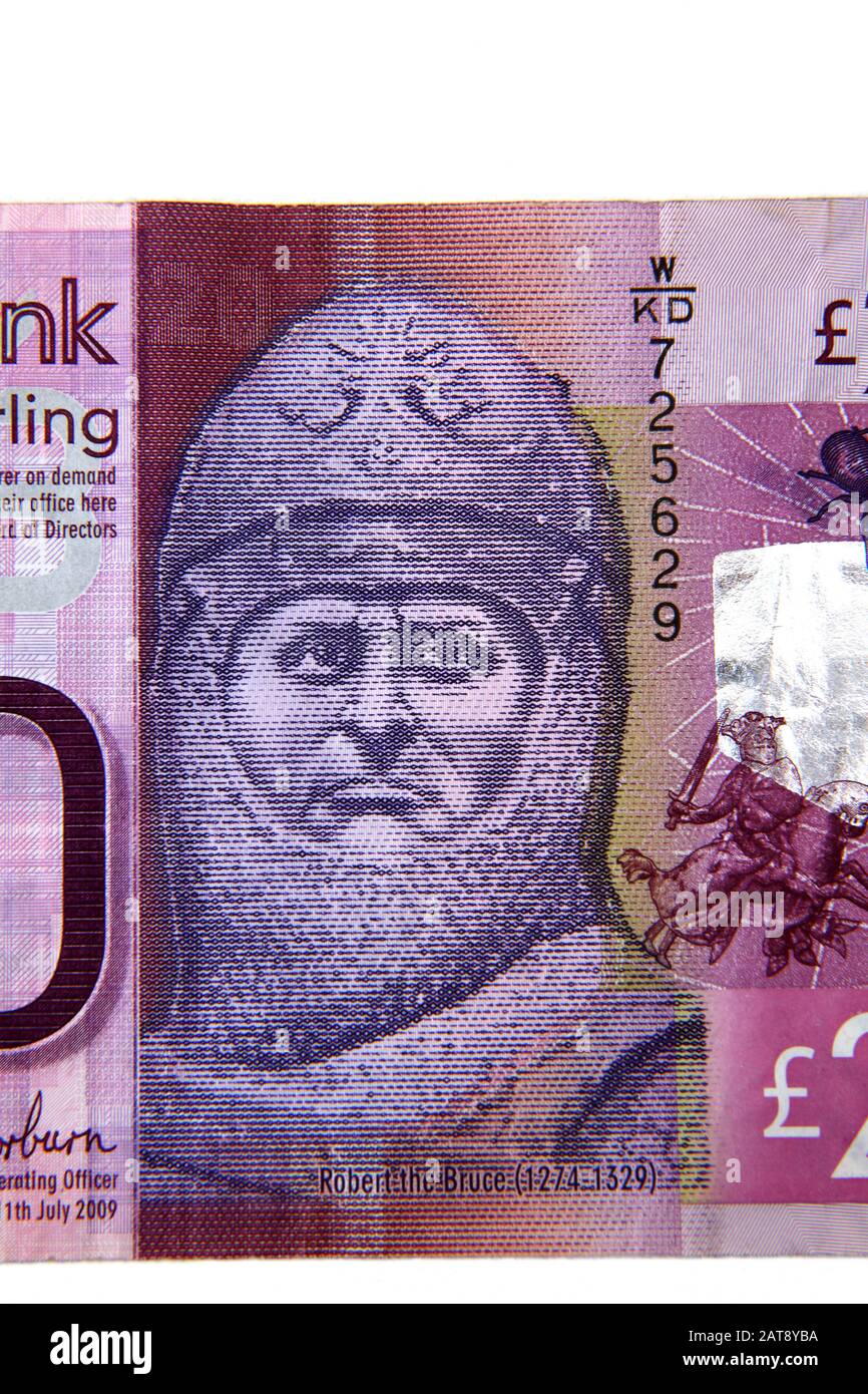 Robert the Bruce Depicted on Clydesdale Bank Twenty Pound Note Stock Photo