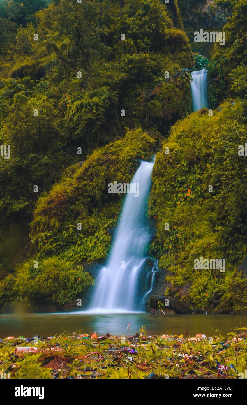Waterfall inside pokhara nepal. Stock Photo