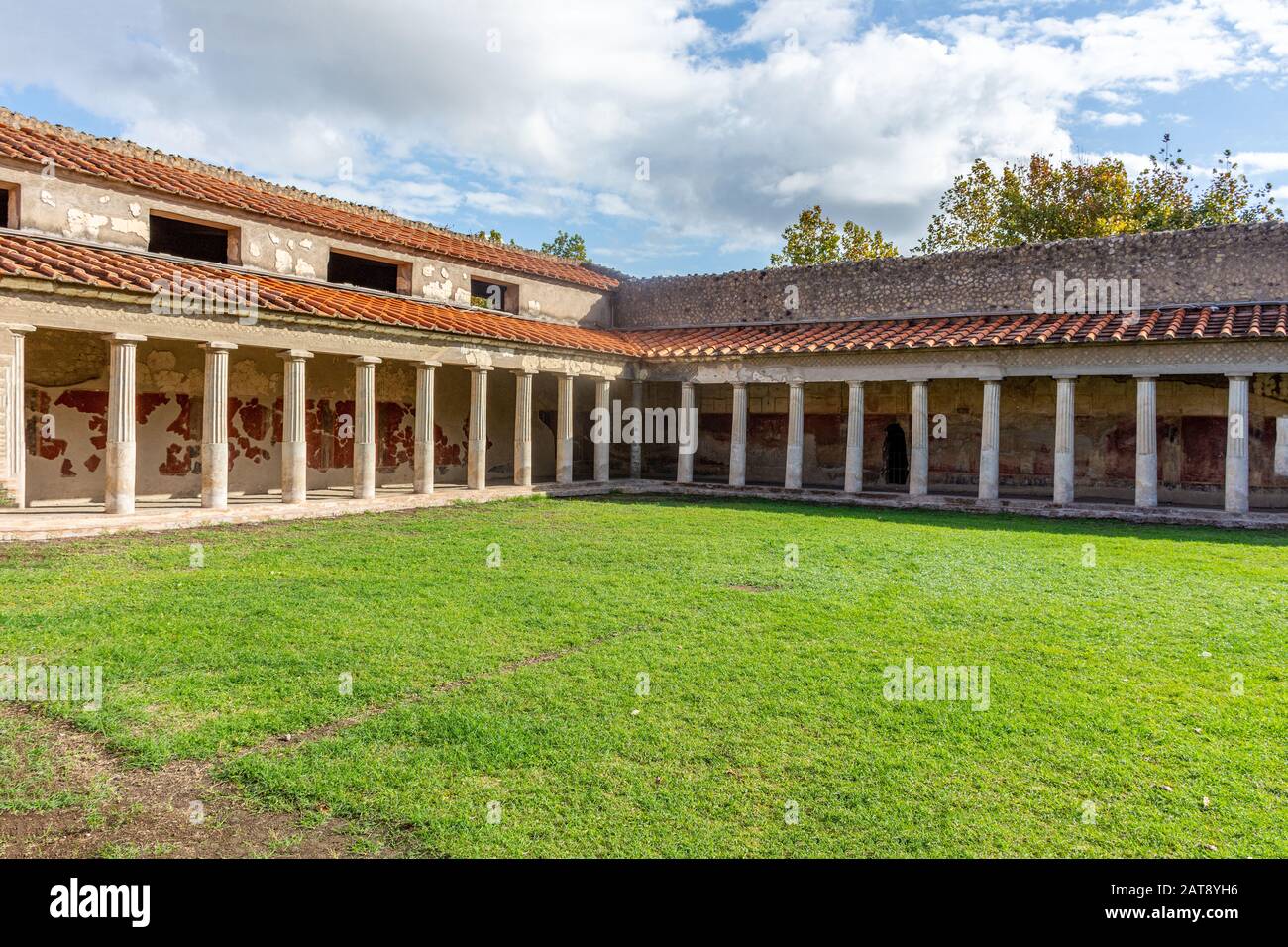 Italy, Naples, Oplontis, view of the arcades with columns in the villa of Poppea in the archaeological area of Torre Annunziata Stock Photo