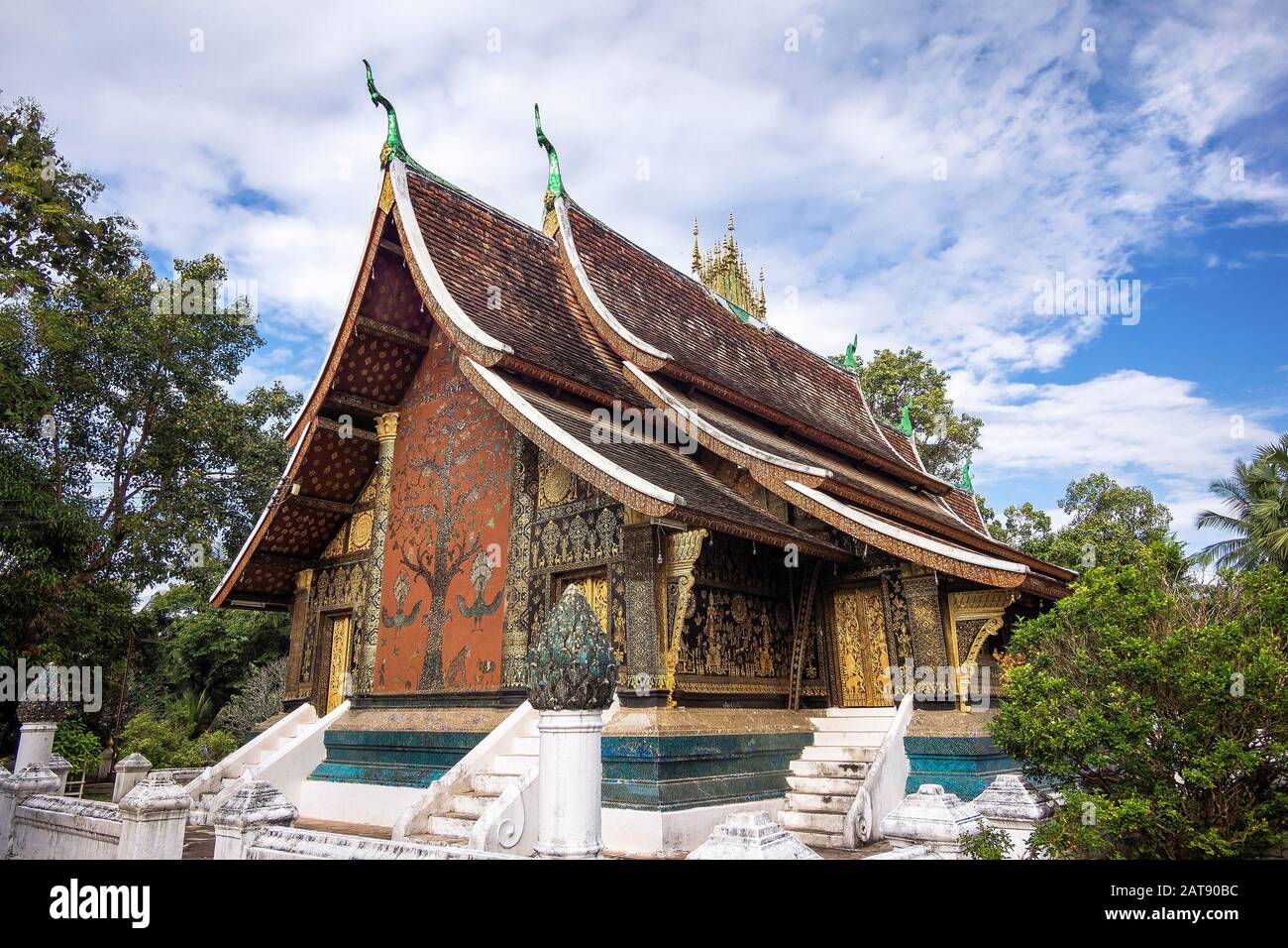 Wat Xieng Thong temple in Luang Prabang, Laos. Stock Photo