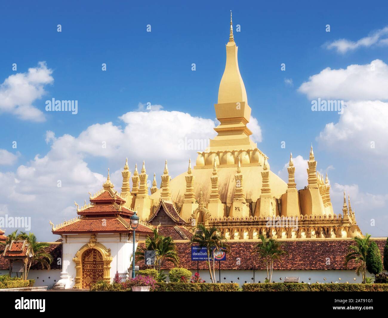 Wat Phra That Luang temple in Vientiane, Laos. Stock Photo