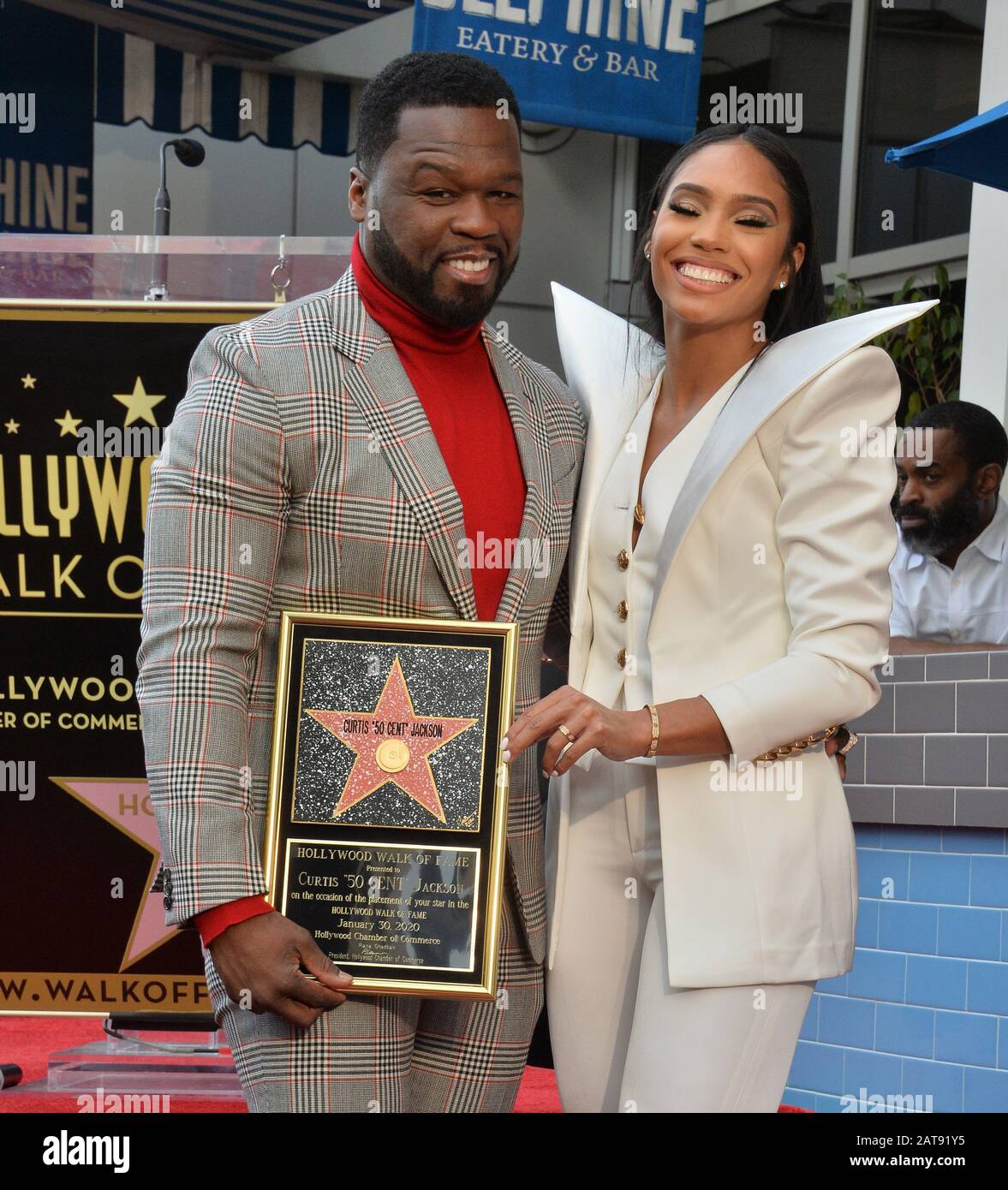 Los Angeles United States 30th Jan American Singer Songwriter Rapper Actor Television Producer Entrepreneur And Investor Curtis 50 Cent Jackson Is Joined By His Girlfriend Former Model And Fitness Guru Jamira