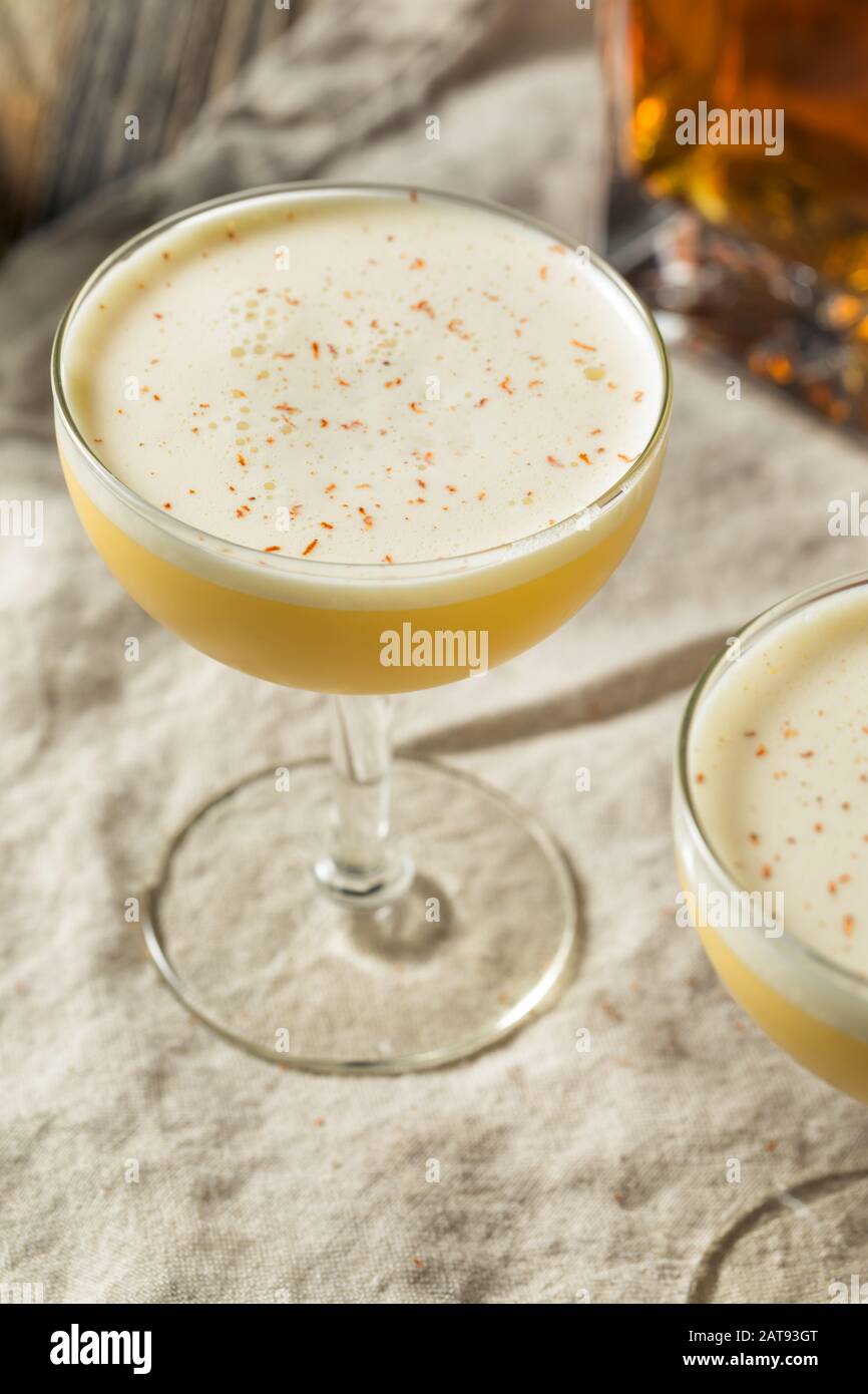 Homemade Bourbon Egg Flip Cocktail with Nutmeg Stock Photo Alamy