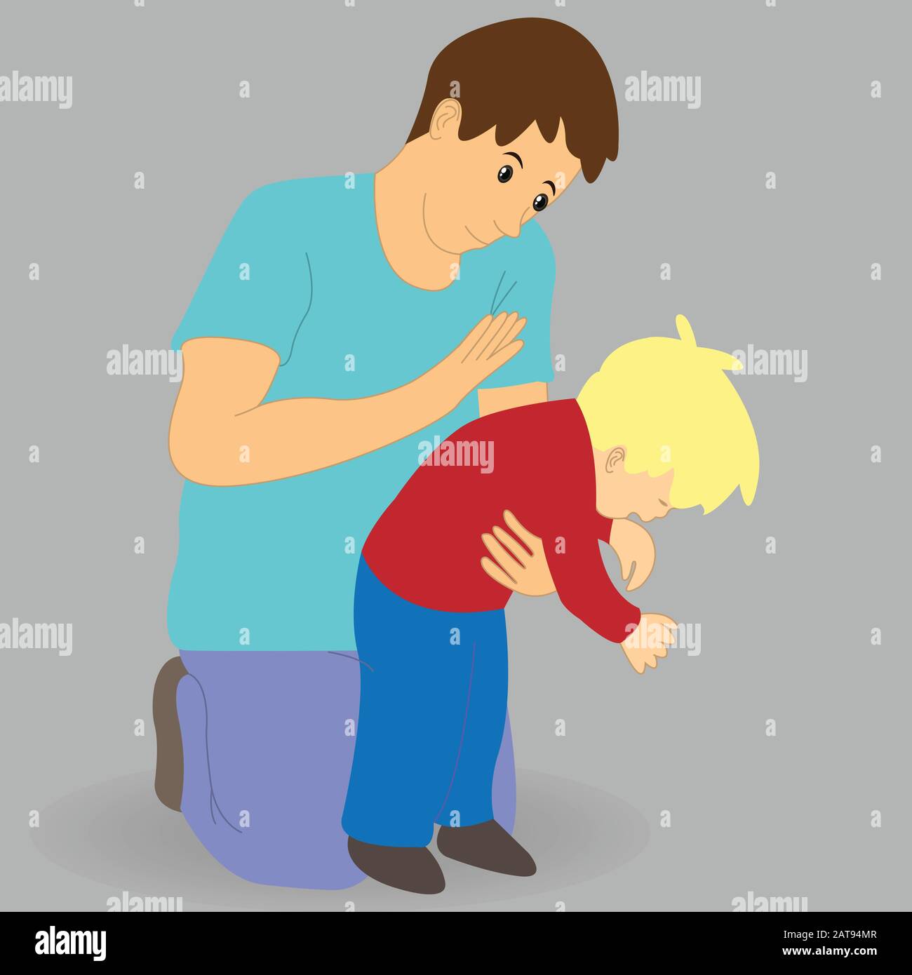 How to give first aid for children in case of chocking Stock Vector