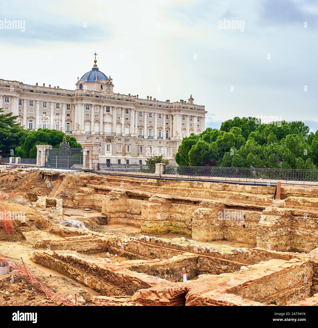Remains of the basements of the Godoy Palace or Grimaldi Palace, built by Sabatini, found on Bailen Street. Madrid, Spain. Stock Photo
