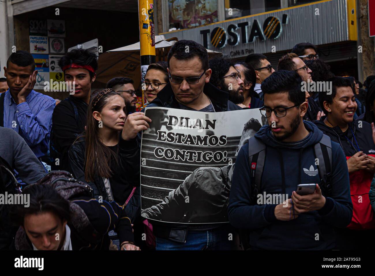 National Strike In Colombia Against Ivan Duque, Bogota Colombia , Nov Dec, 2019 Stock Photo