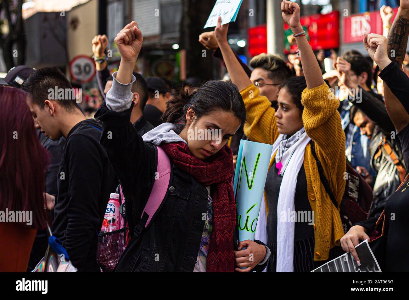 National Strike In Colombia Against Ivan Duque, Bogota Colombia , Nov Dec, 2019 Stock Photo