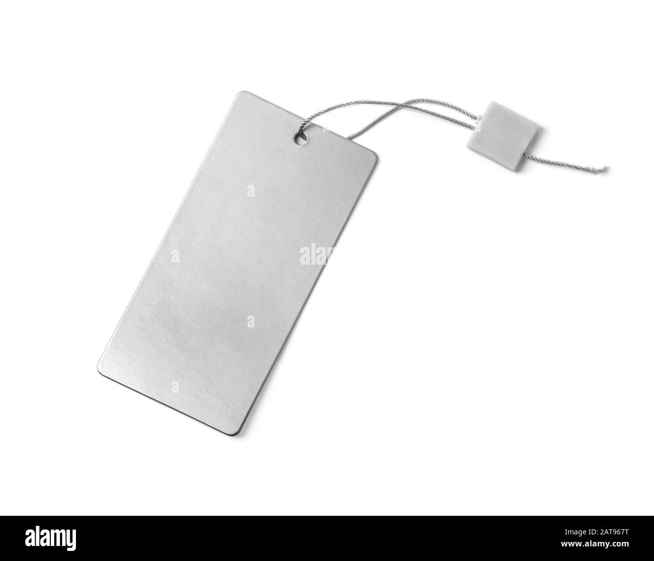 Blank tag tied with string. Price tag, gift tag, sale tag, address