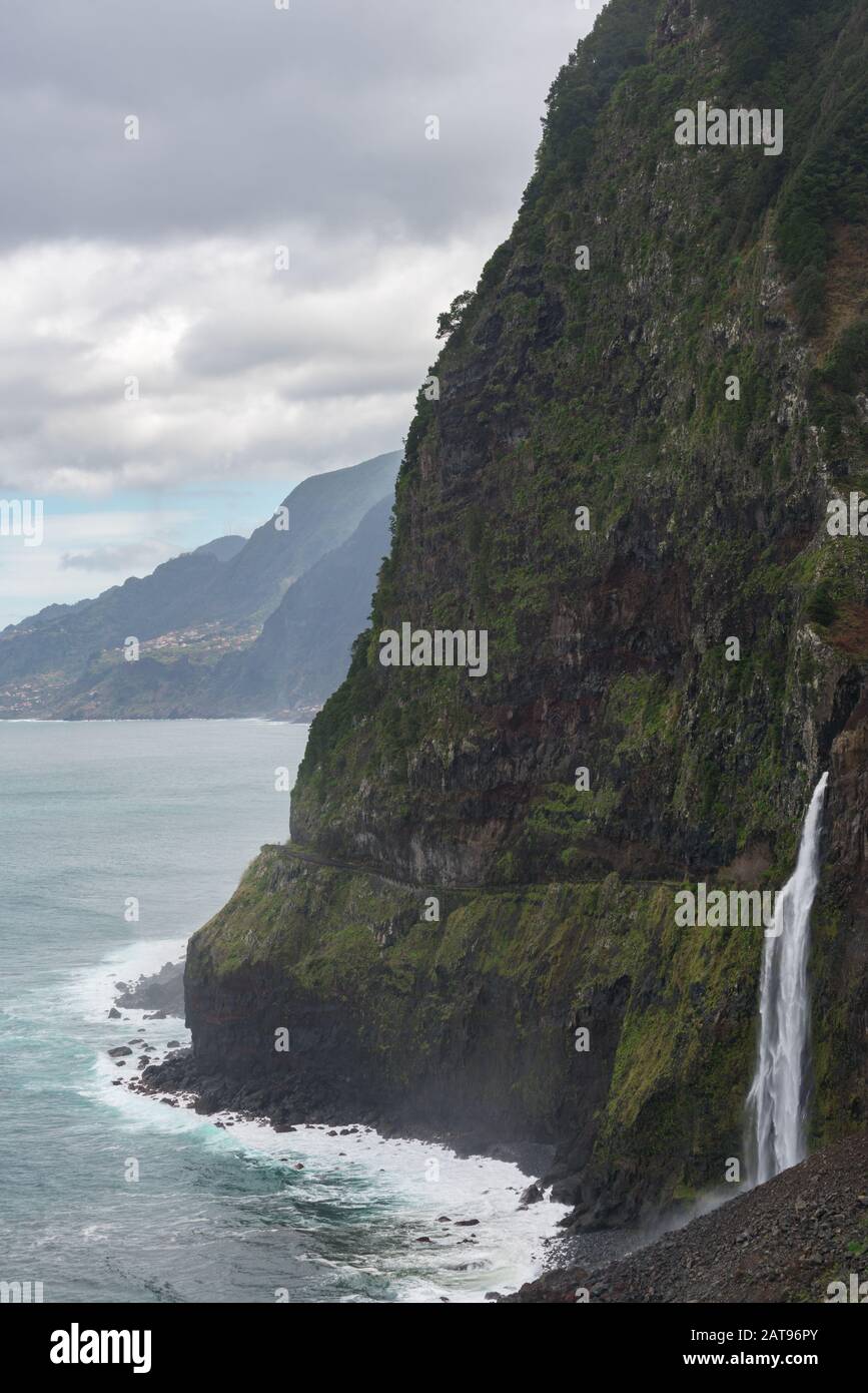 Bridal Veil Falls véu da noiva waterfalls in Madeira, Portugal Stock