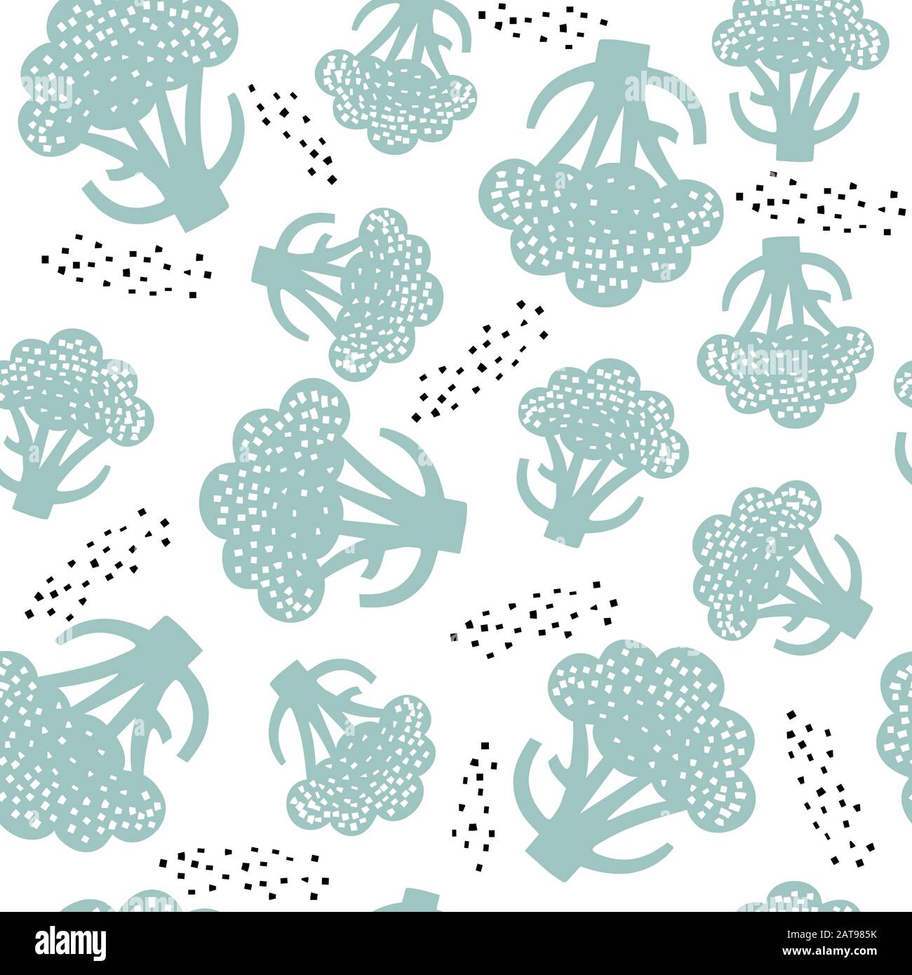 Baby seamless pattern with hand drawn broccoli Stock Vector