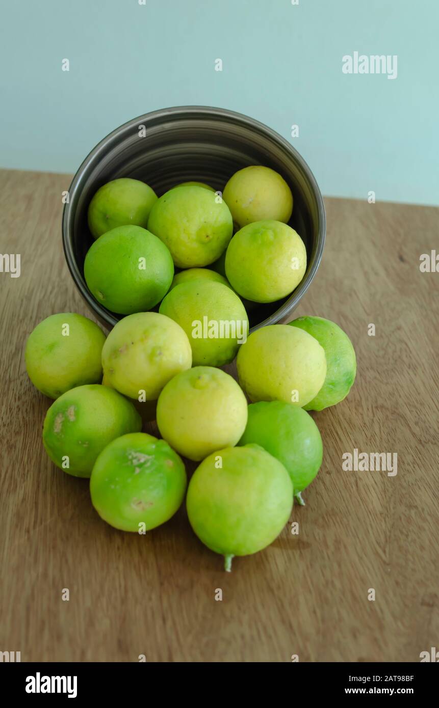 Lime On Board Surface Stock Photo