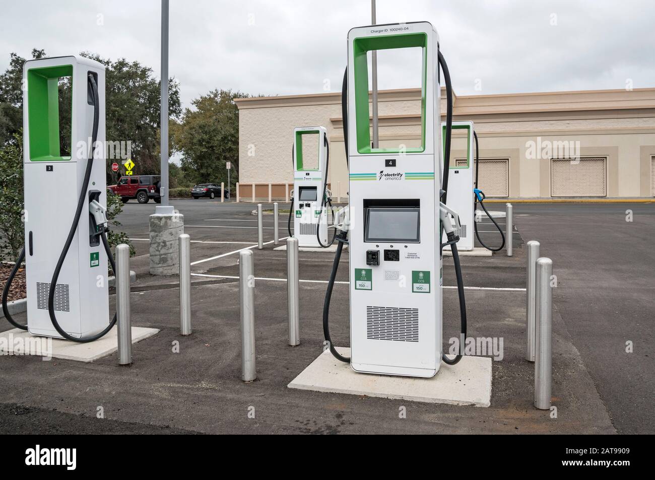 Brand new electric vehicle charging station at a Target Department