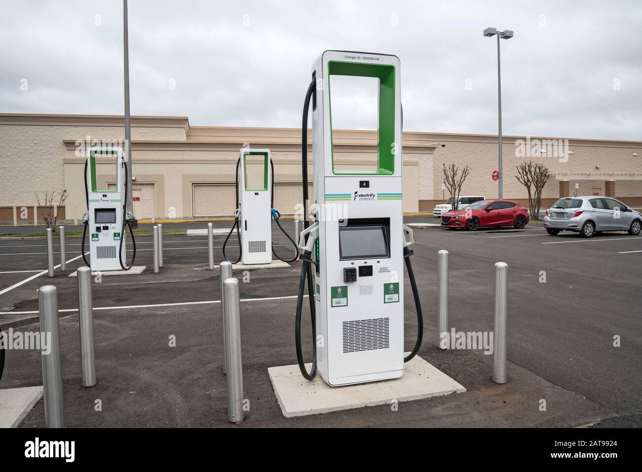 Brand new electric vehicle charging station at a Target Department