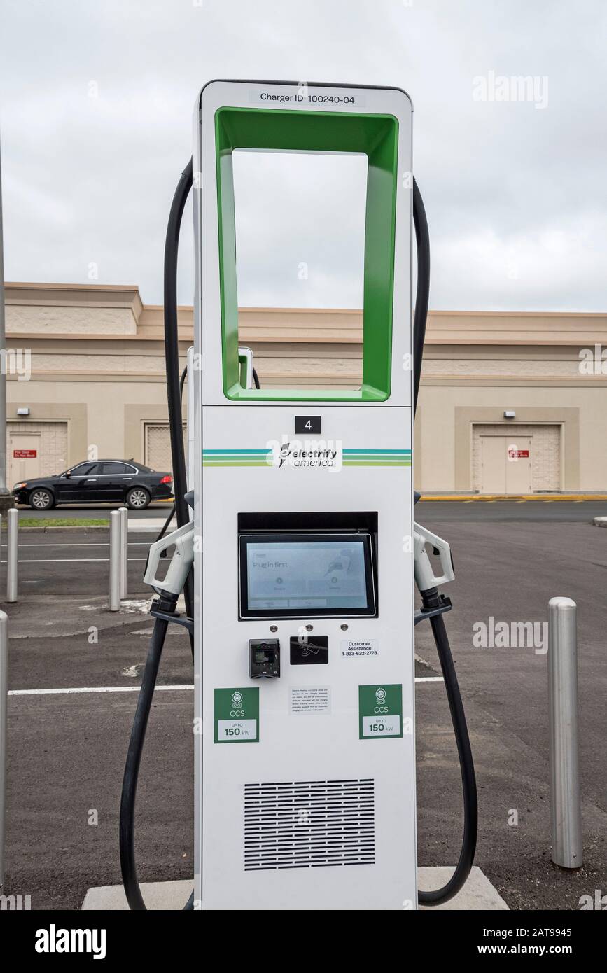 Brand new electric vehicle charging station at a Target Department Store in Gainesville, Florida. Stock Photo