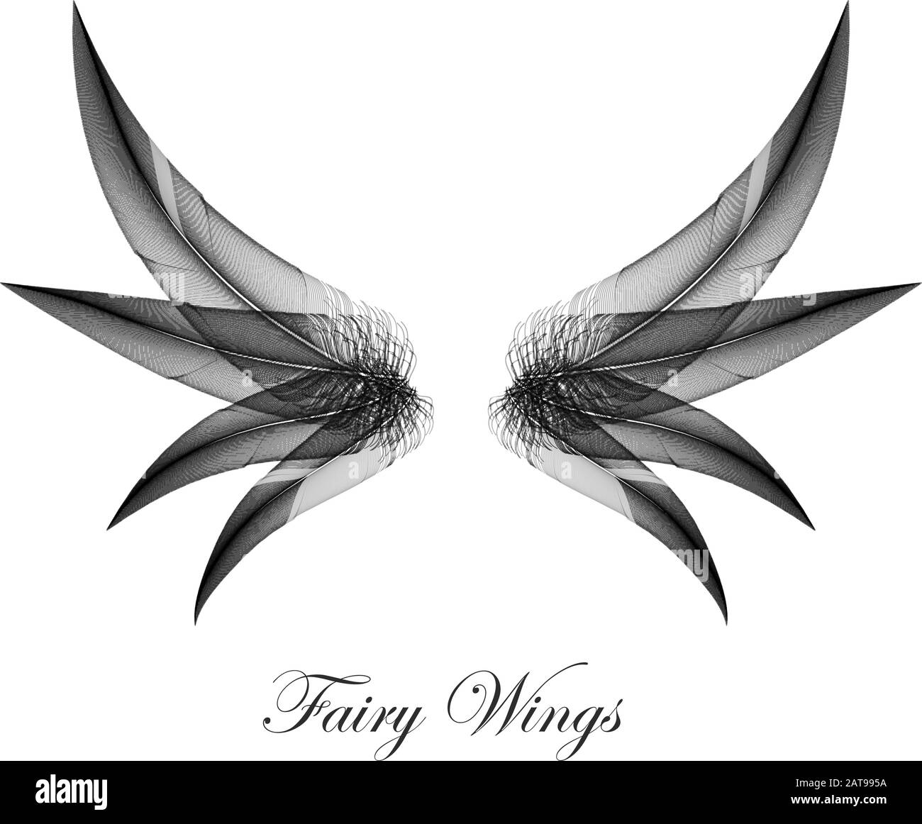 Black Gothic Wings - Dark Evil Magic Fairy Wings - Concept Vector Design Symbol on White Stock Vector