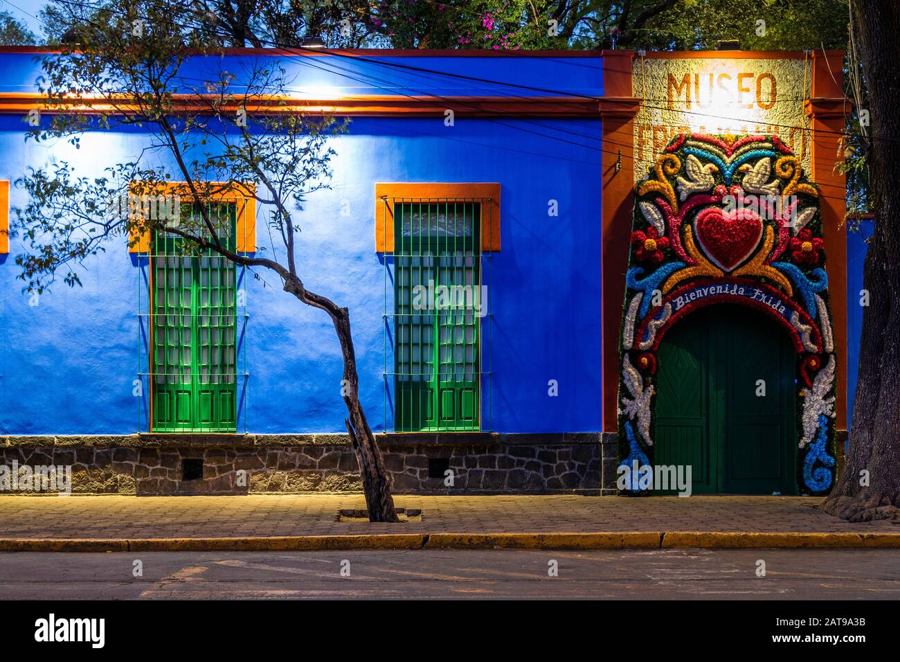 The famous Frida Kahlo Museum, also known as the Casa Azul (Blue House) in Mexico City, Mexico. Stock Photo
