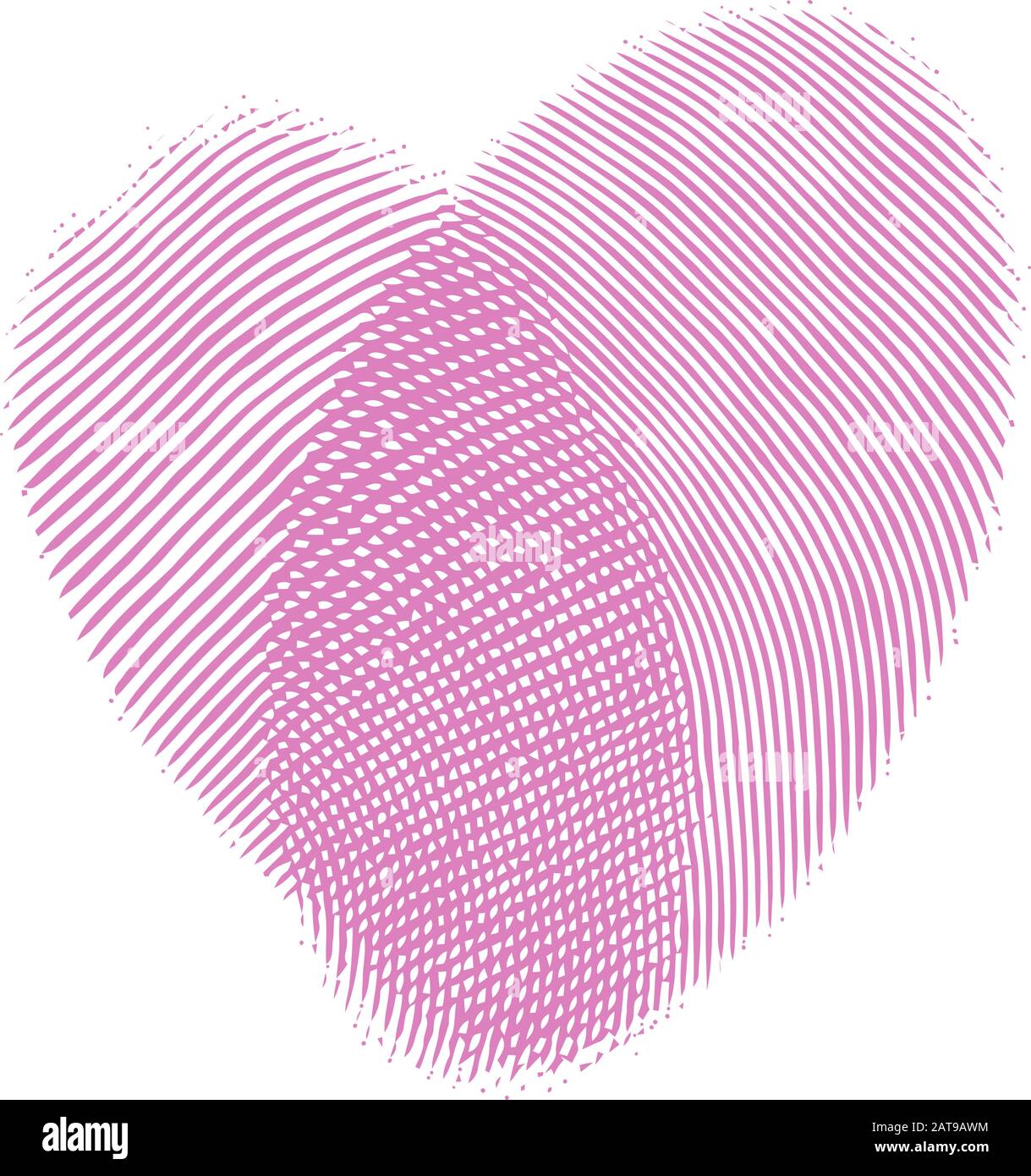 Vector Fingerprint Logo Symbol of Love - Romantic Valentine Pink Heart with Finger Prints Stock Vector