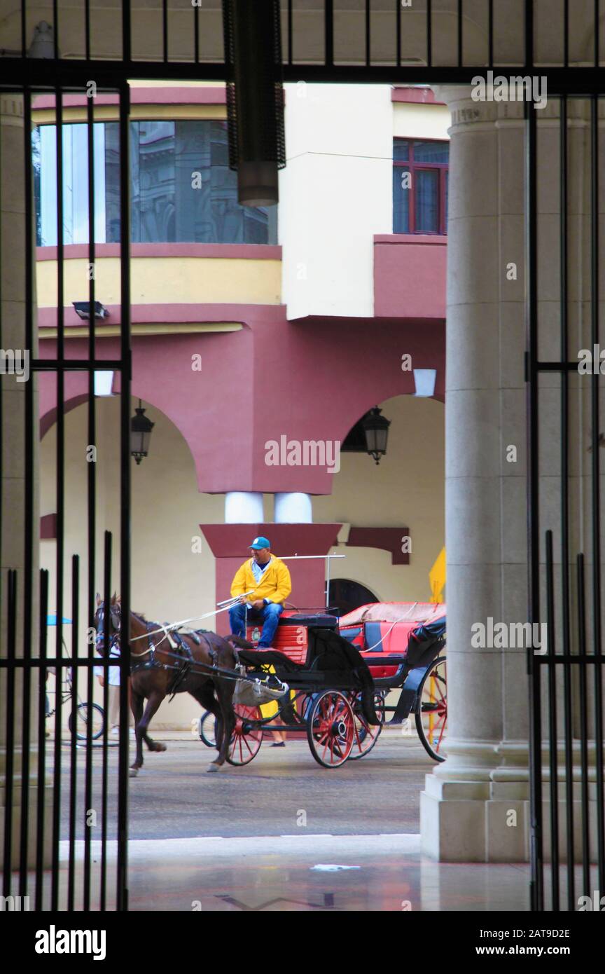 Cuba, Havana, street scene, horse carriage, Stock Photo