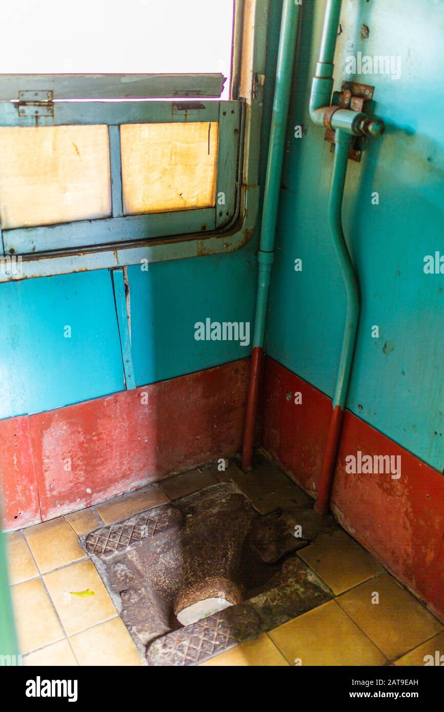 Public toilet in a train car in Sri Lanka Stock Photo Alamy