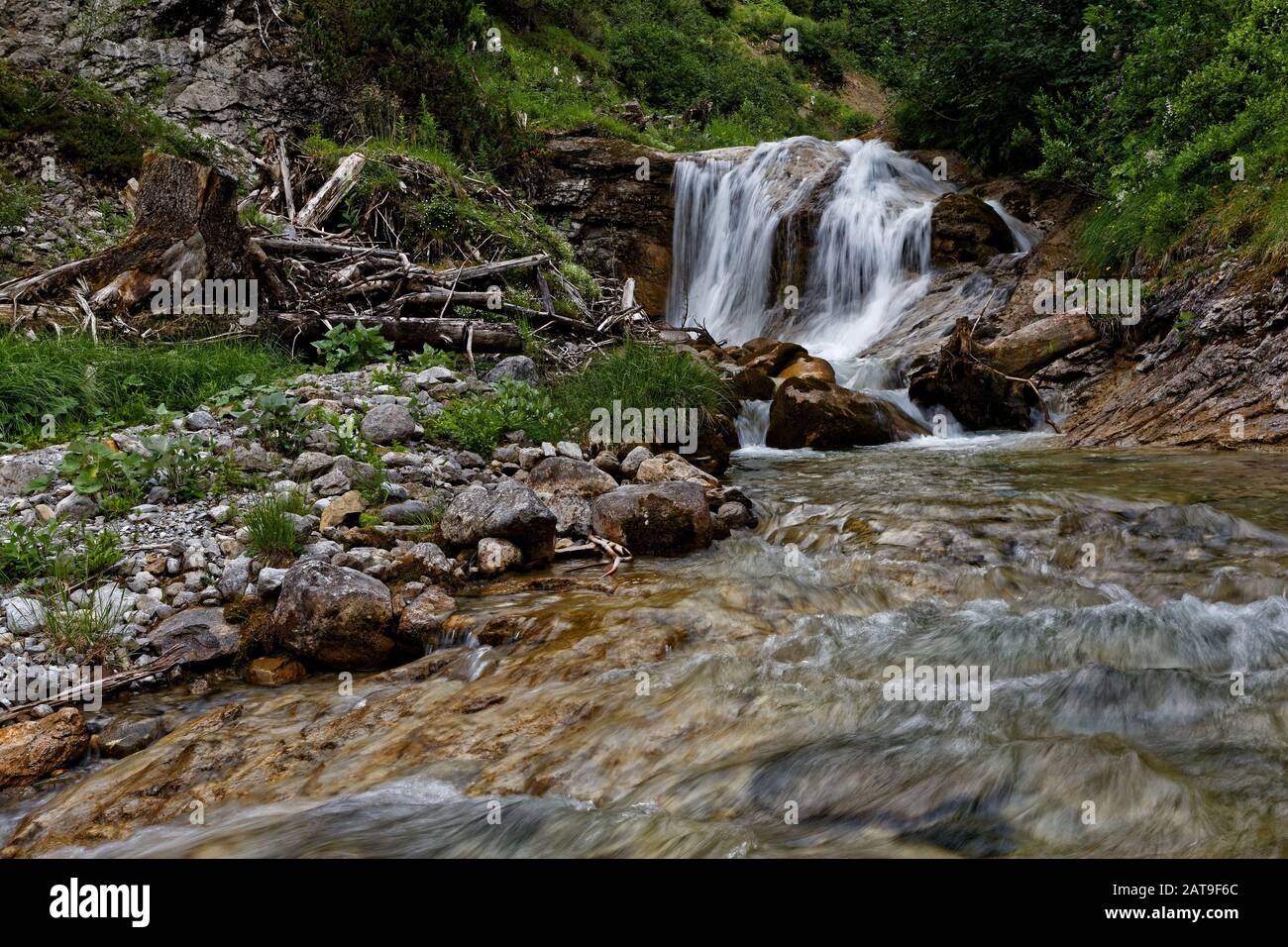 Small waterfall in Austria Stock Photo