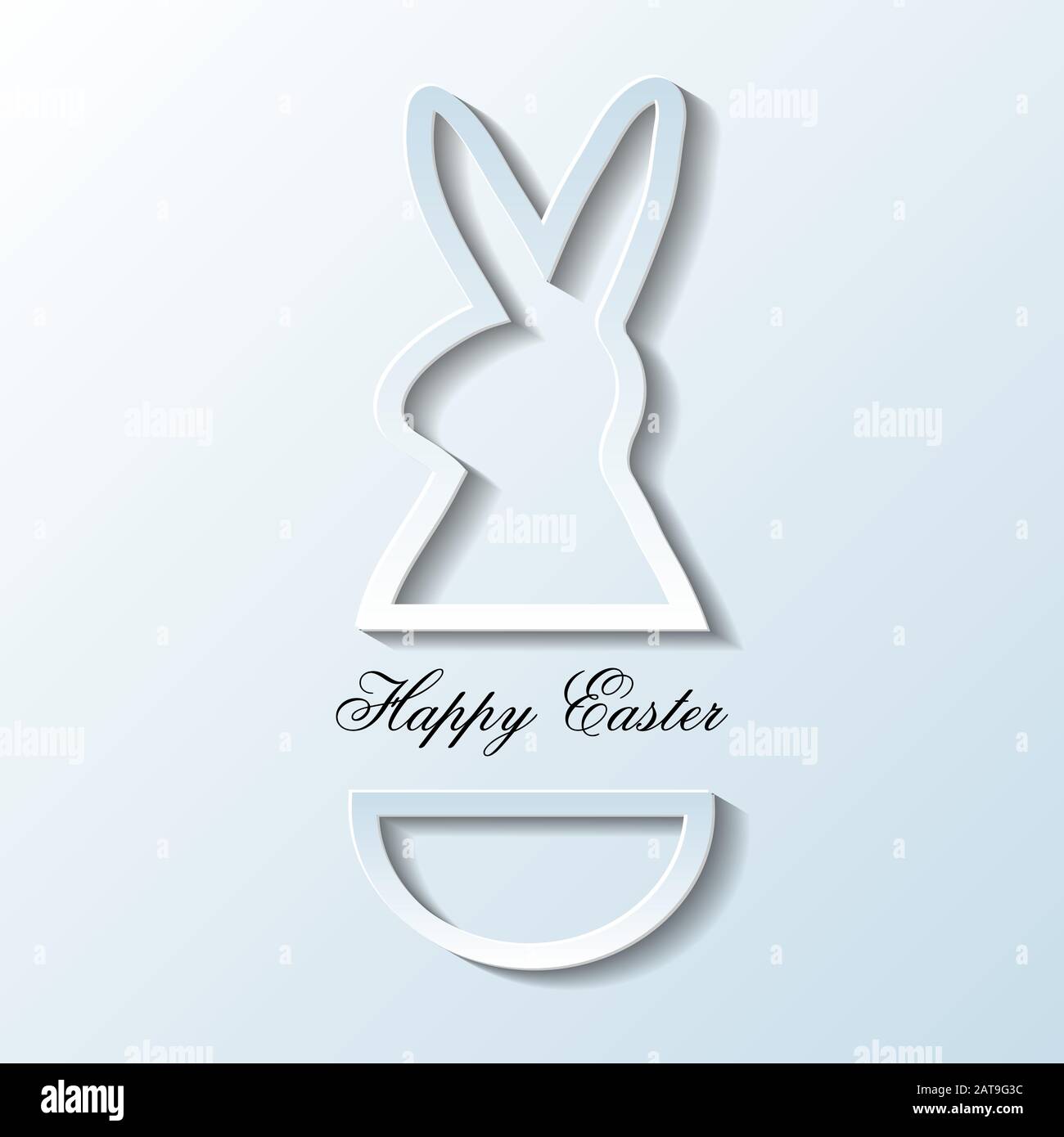 Paper Carved Happy Easter Rabbit   - Vector Illustration Stock Vector