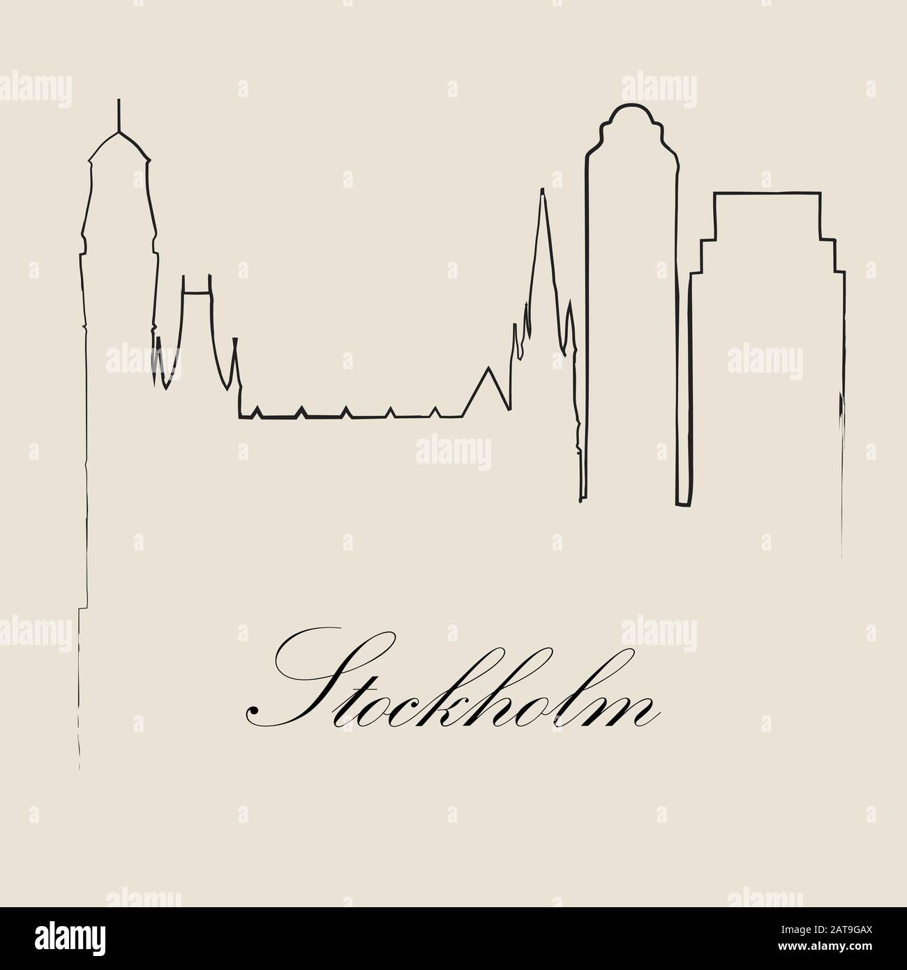 Calligraphic Skyline  of Stockholm   - Vector Illustration Stock Vector