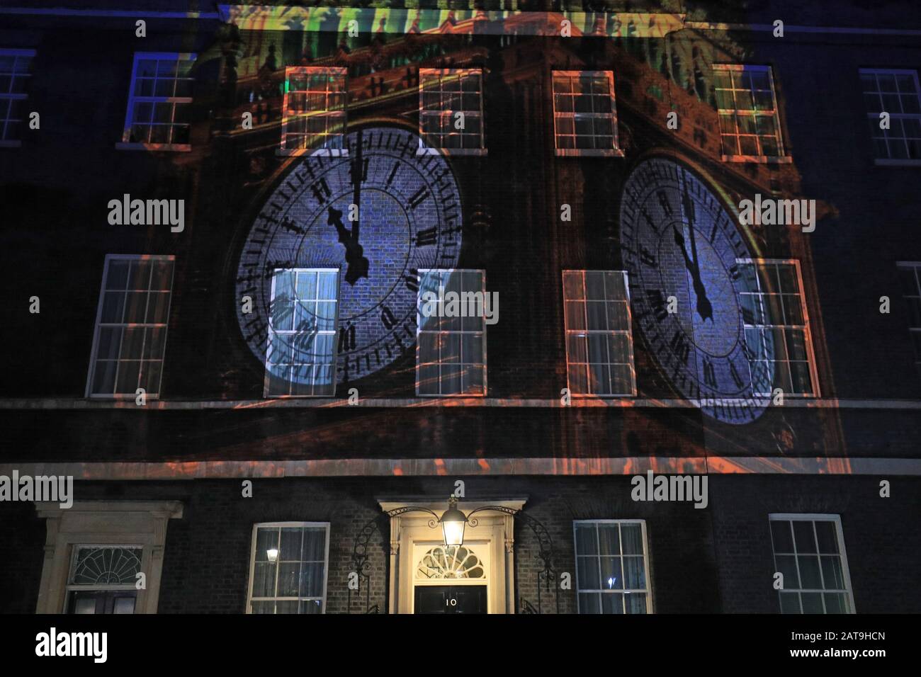 An image of Big Ben projected onto 10 Downing Street, London, after the UK left the European Union on Friday, ending 47 years of close and sometimes uncomfortable ties to Brussels Stock