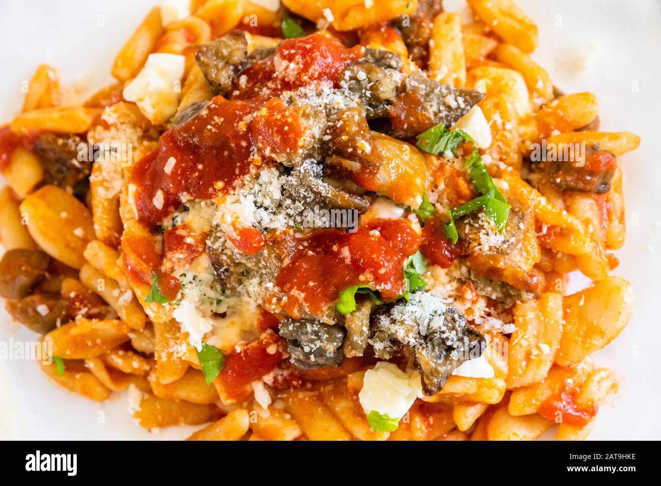 Pasta alla Norma traditional fresh pasta Sicilian recipe Stock Photo