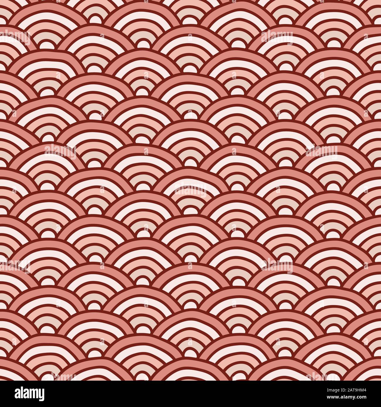 Traditional Japanese Folk Seigaiha Pattern - Vector Seamless Background