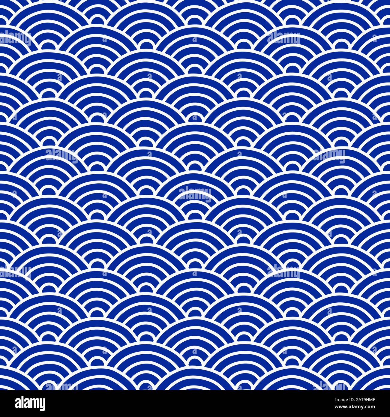 Traditional Japanese Folk Seigaiha Pattern Vector Seamless Background