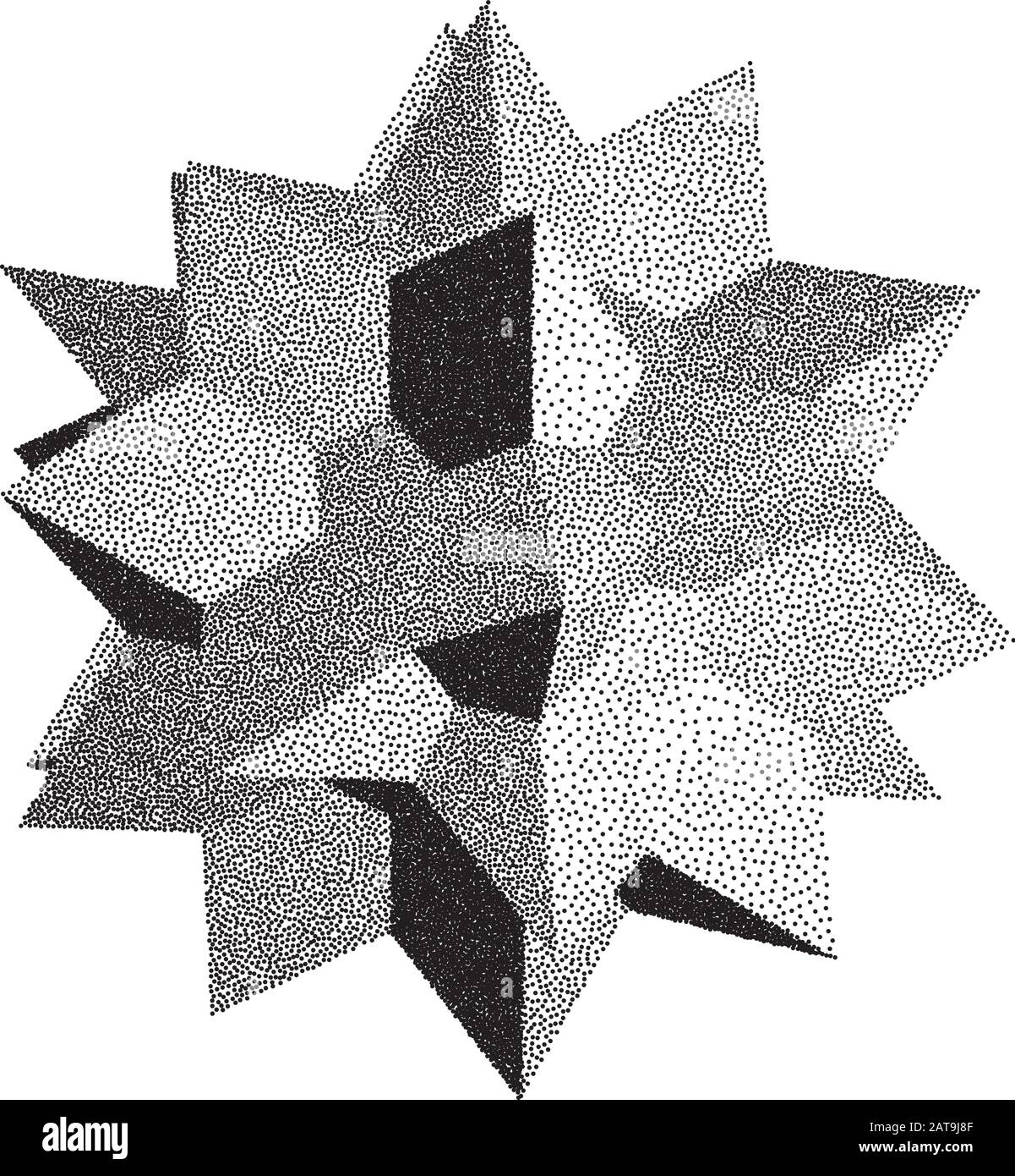 Vector Halftone Stippled Geometric Figure Illustration - 3D Stellate ...