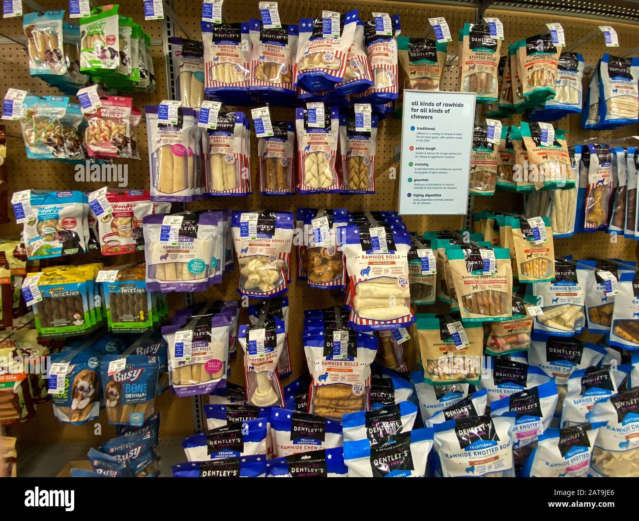 Orlando, FL/USA1/29/20 A display of pet treats for sale at a Petsmart Superstore ready for pet