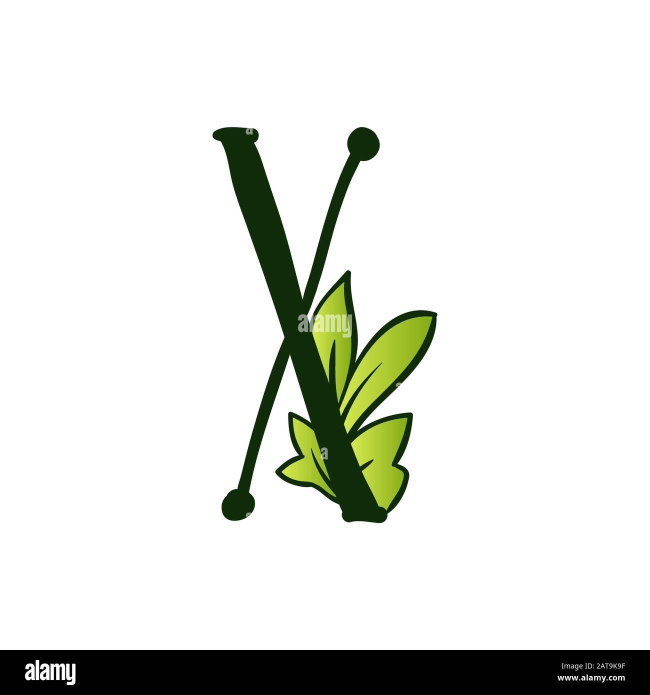 Green Doodling Eco Alphabet Letter X Type With Leaves Isolated Latin Uppercase Typography Bold Spring Letter Or Doodle Abc Characters For Monogram Words And Logo Stock Vector Image Art Alamy