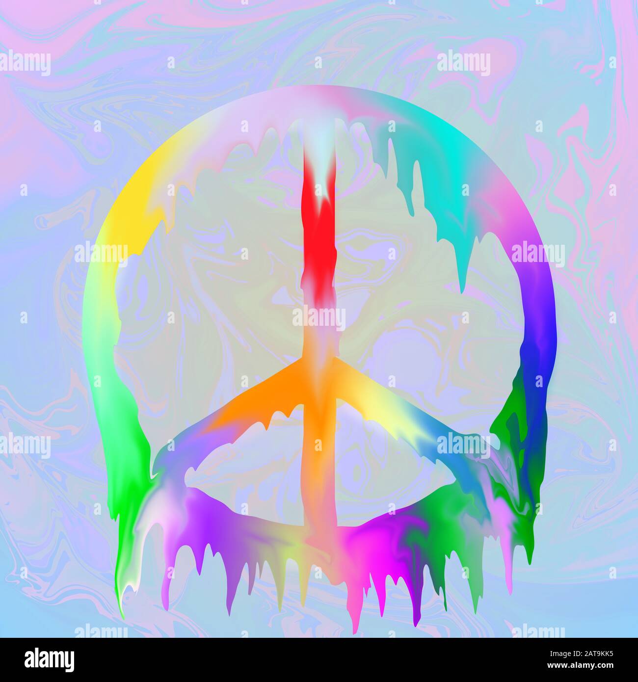 An abstract melting peace symbol background image. Stock Photo