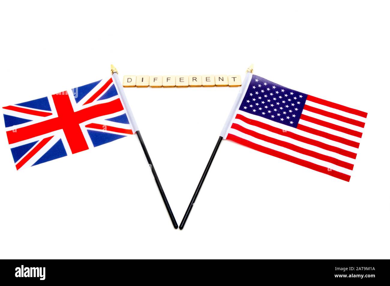 The flags of the United Kingdom and the United States isolated on a ...