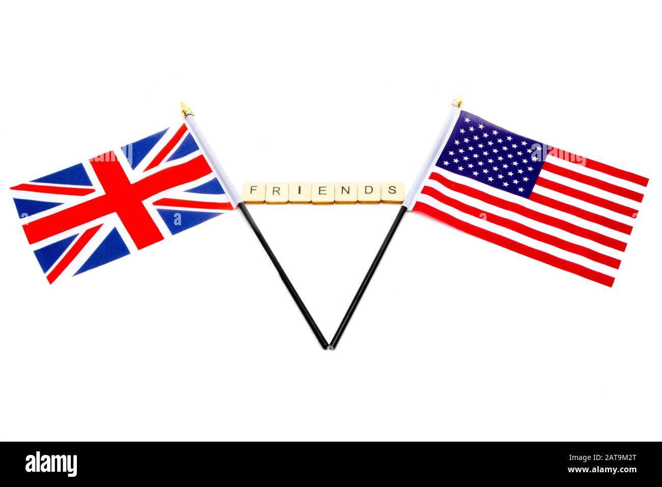 The flags of the United Kingdom and the United States isolated on a ...
