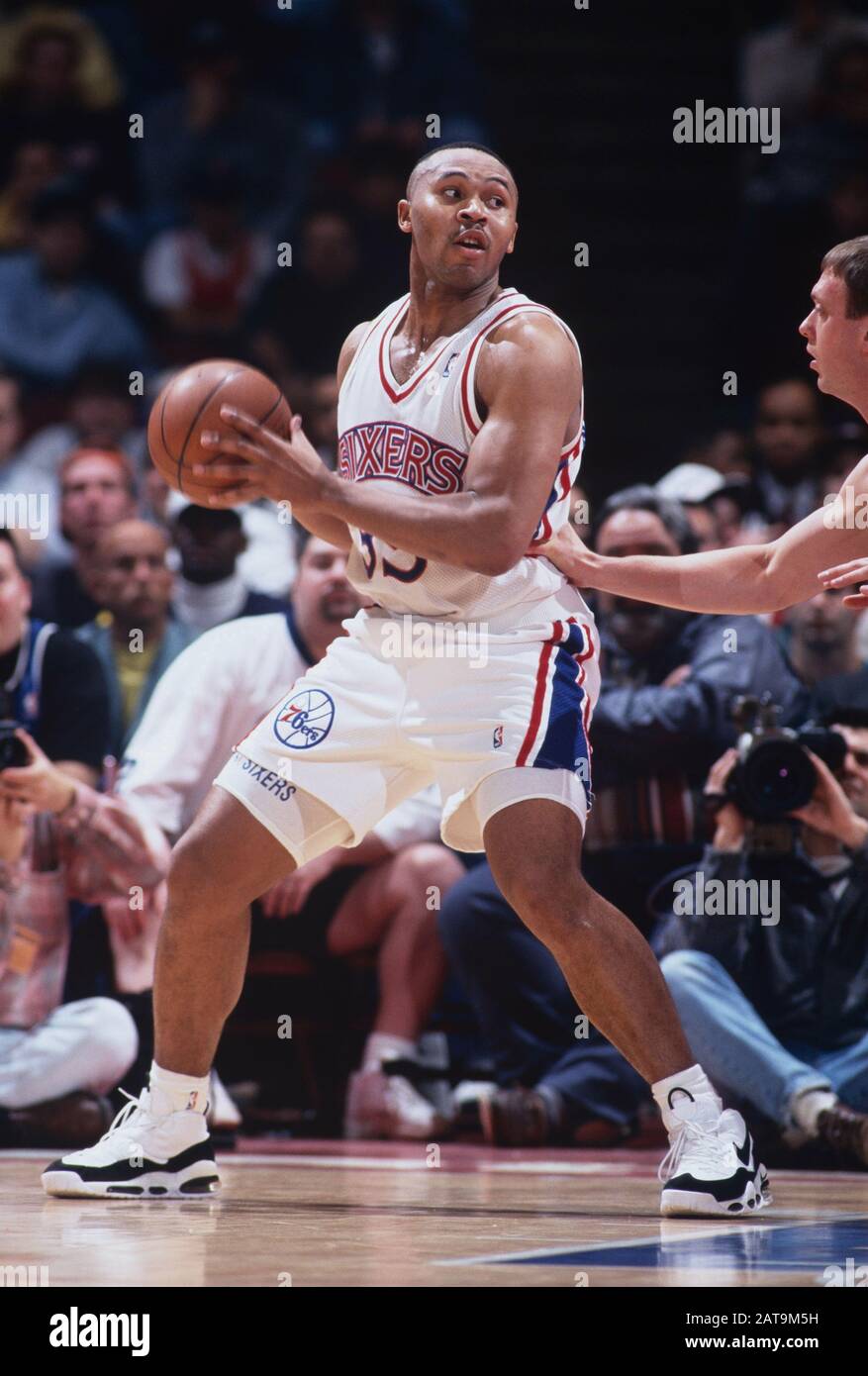 Clarence Weatherspoon of the Philadelphia 76ers during a game on 3/15/96 Stock Photo