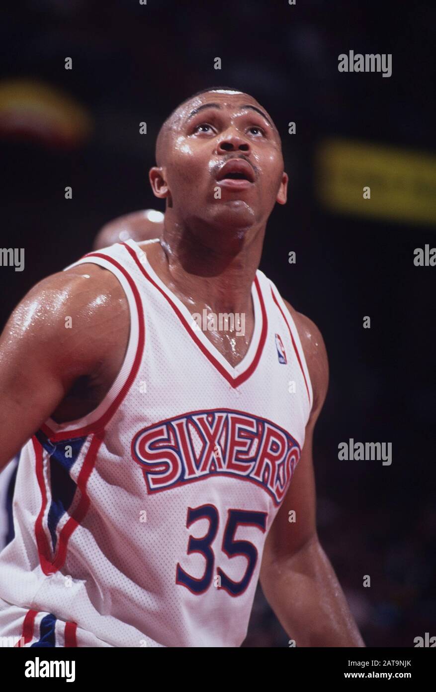 Clarence Weatherspoon of the Philadelphia 76ers during a game on 3/15/96 Stock Photo