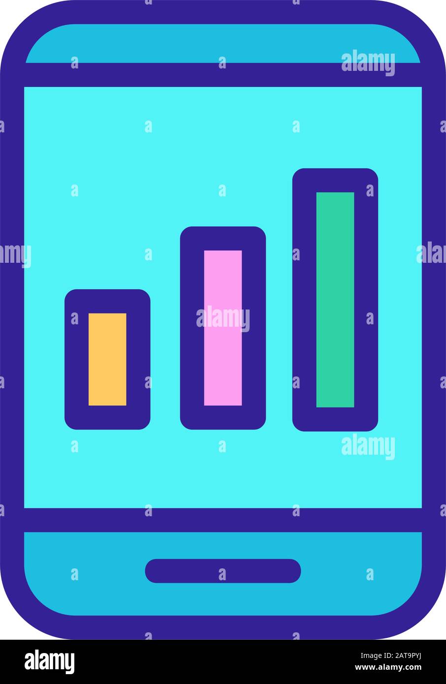 Phone and graph icon vector. Isolated contour symbol illustration Stock ...