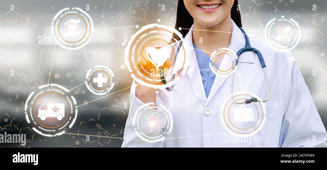 Medical Healthcare Concept Doctor In Hospital With Digital