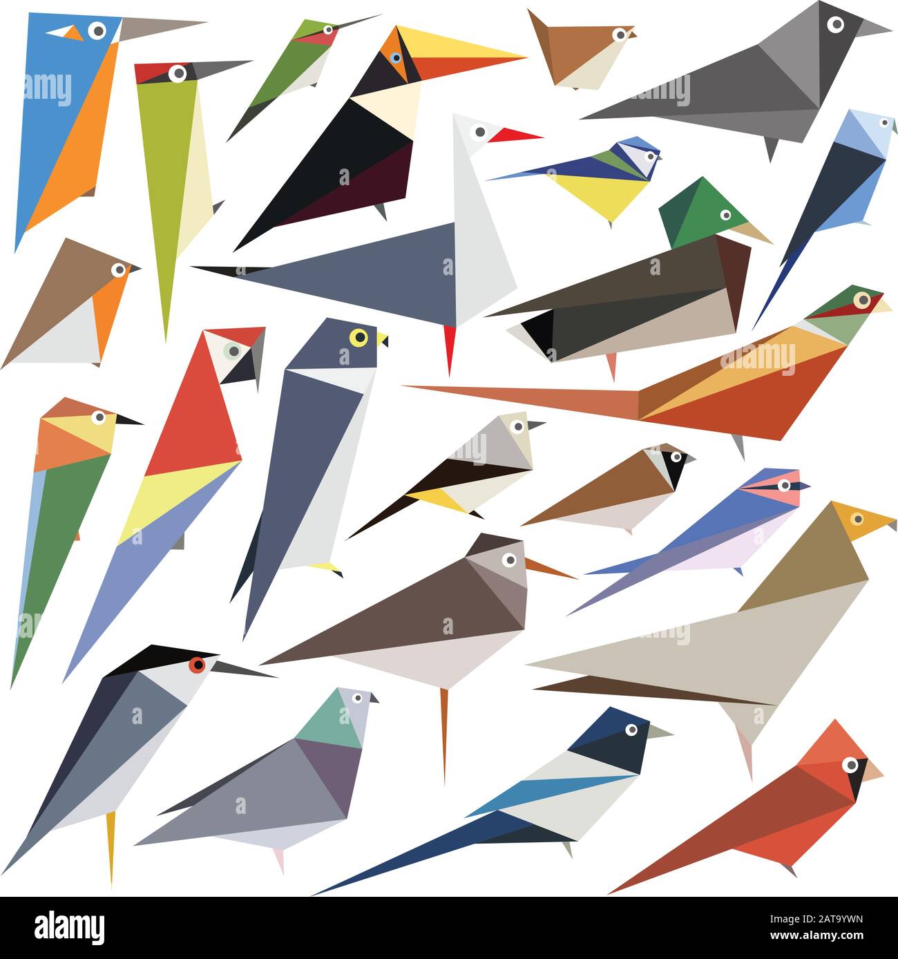 Collection of editable vector bird designs made from simple shapes Stock Vector