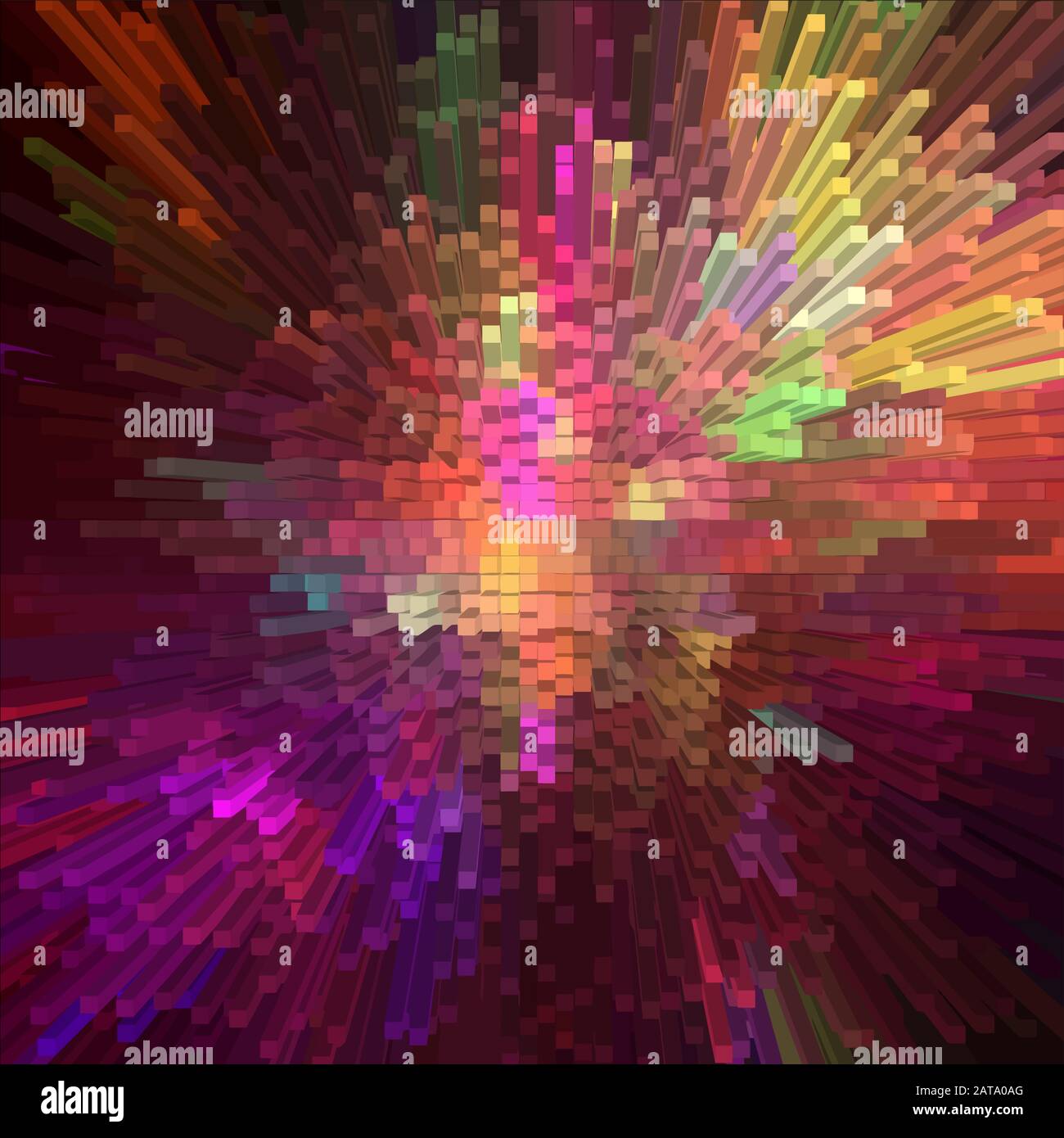 Abstract 3D Pixel Art Isometric Blowing Up Background for Design Project  - Vector Illustration Stock Vector