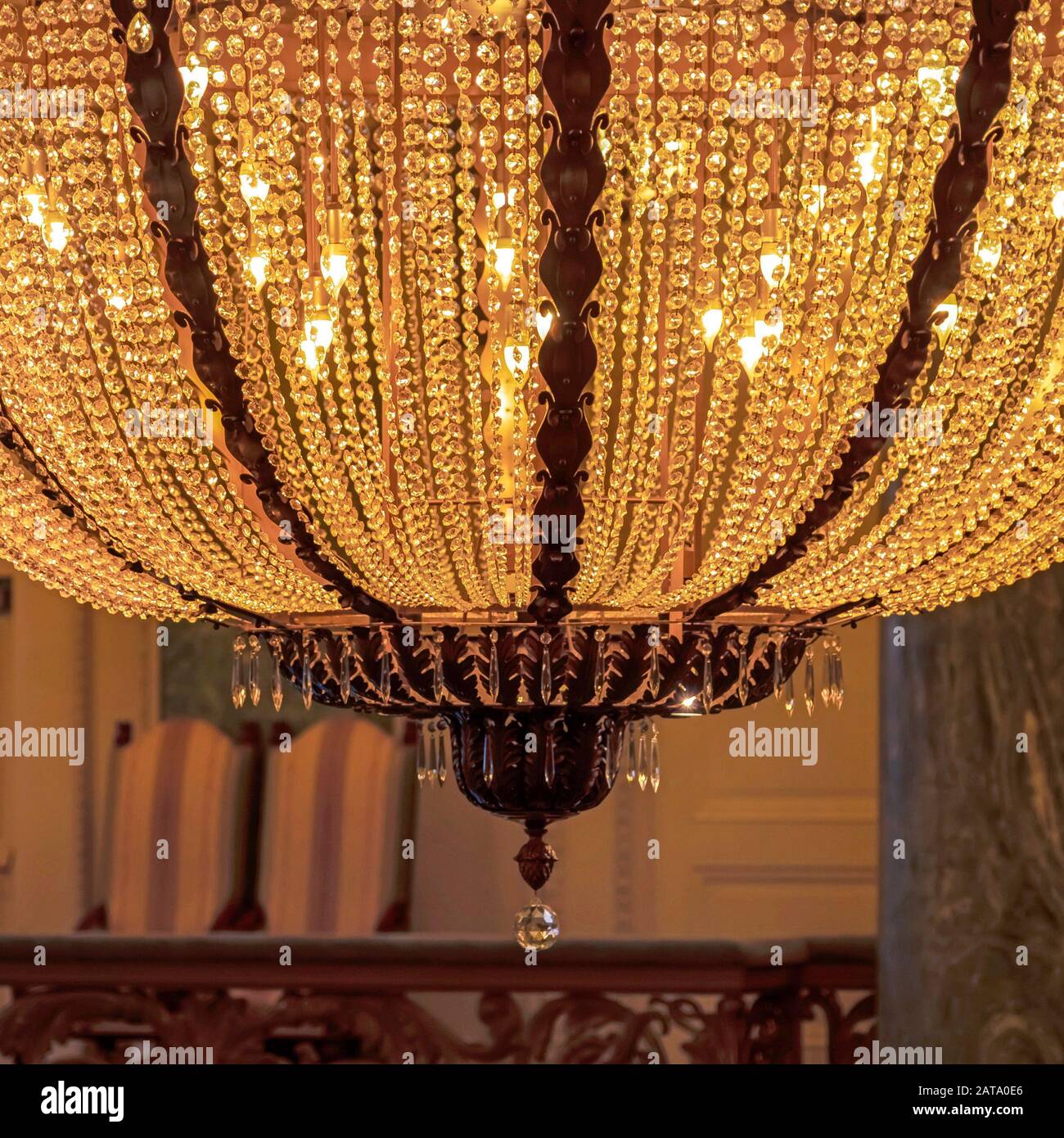 Square Close Up Of A Stunning Chandelier With Sparkling And