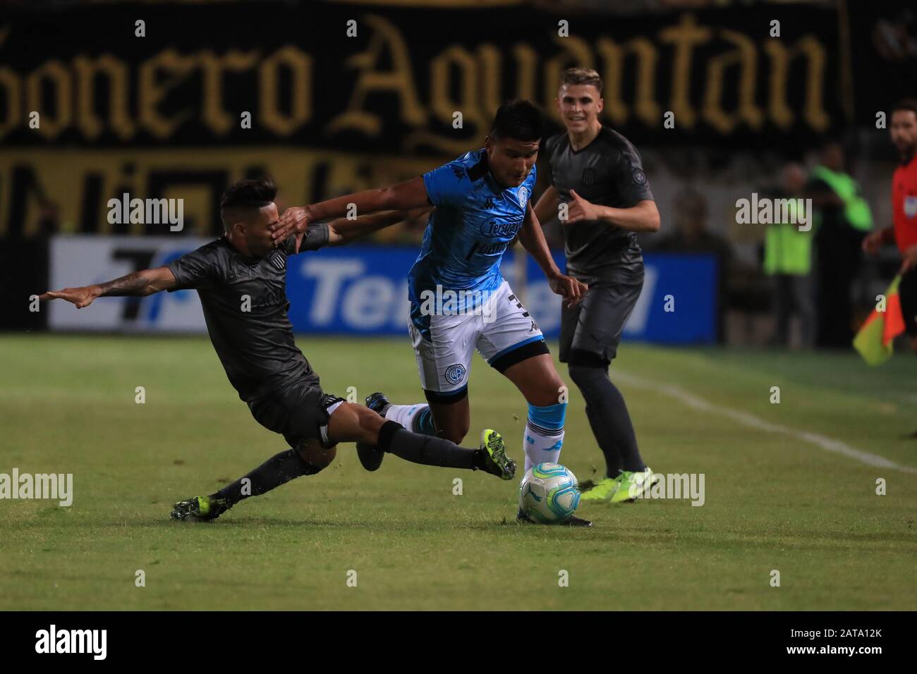 Montevideo Uruguay 01st Feb 2020 Jonathan Urretavizcaya L Of Penarol Vies Fot The Ball With Bruno