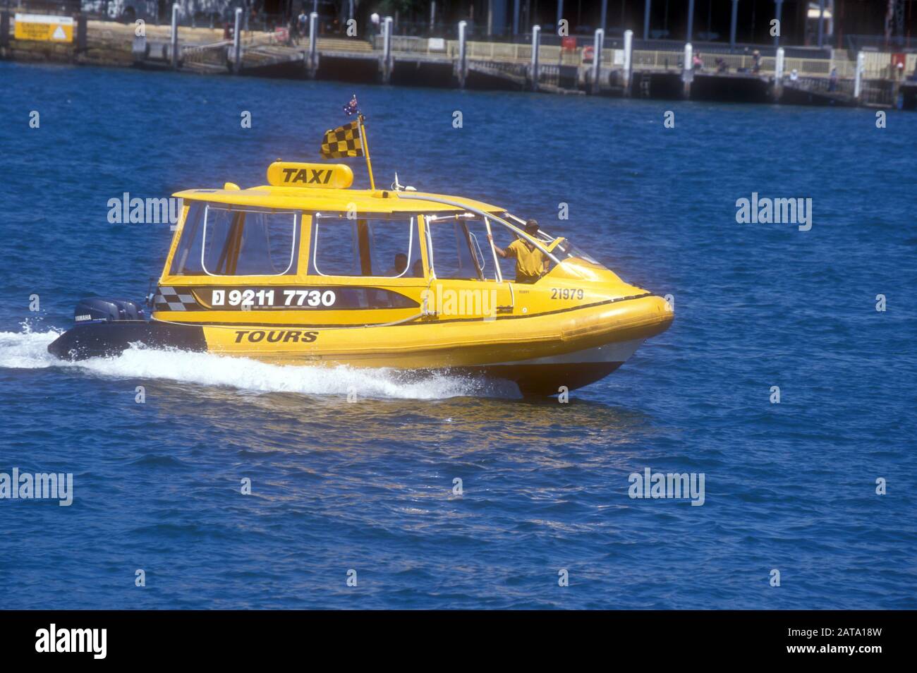 YELLOW WATER TAXI, SYDNEY HARBOUR, NEW SOUTH WALES Stock Photo