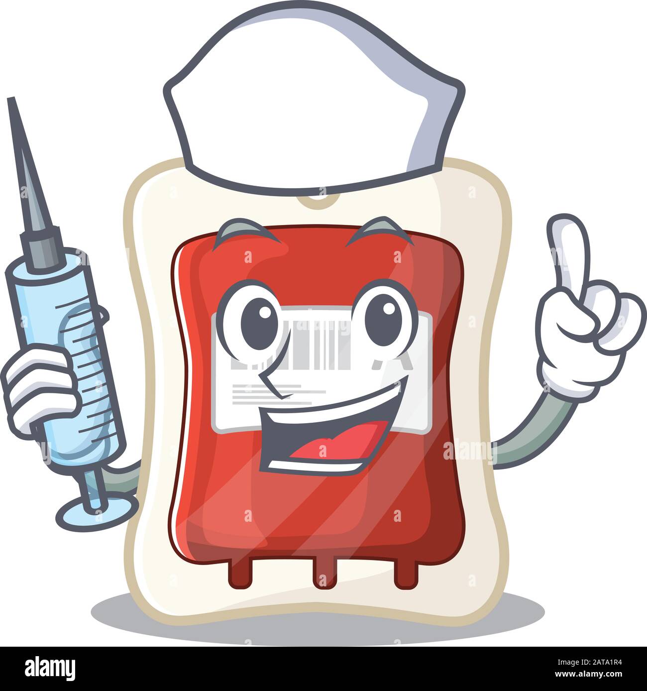 Smiley Nurse blood bag cartoon character with a syringe Stock Vector Image  \u0026 Art - Alamy, image size:1300x1388