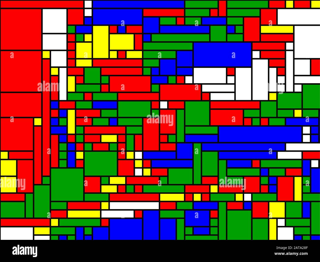 Neoplasticism of Rectangular Pete Mondrian Mosaic - Abstract Vector  Background Stock Vector
