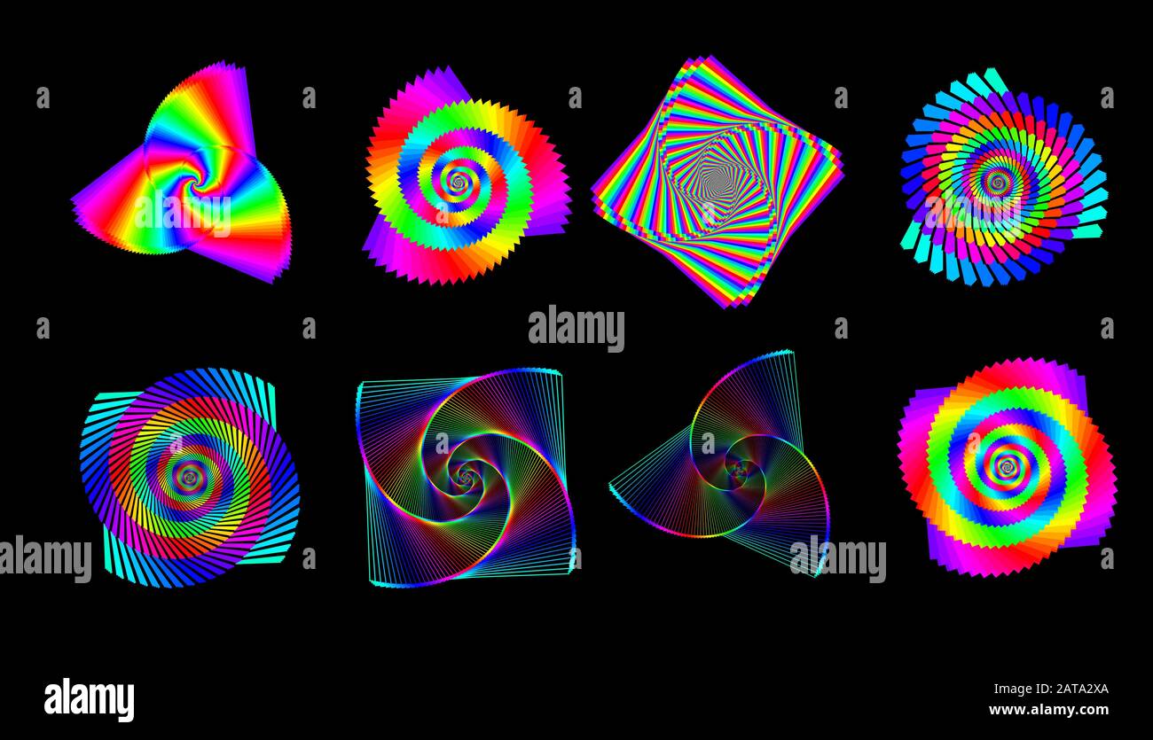 Vector Iridescent Phyllotaxis Vortex Shapes - Generative Art Stock Vector
