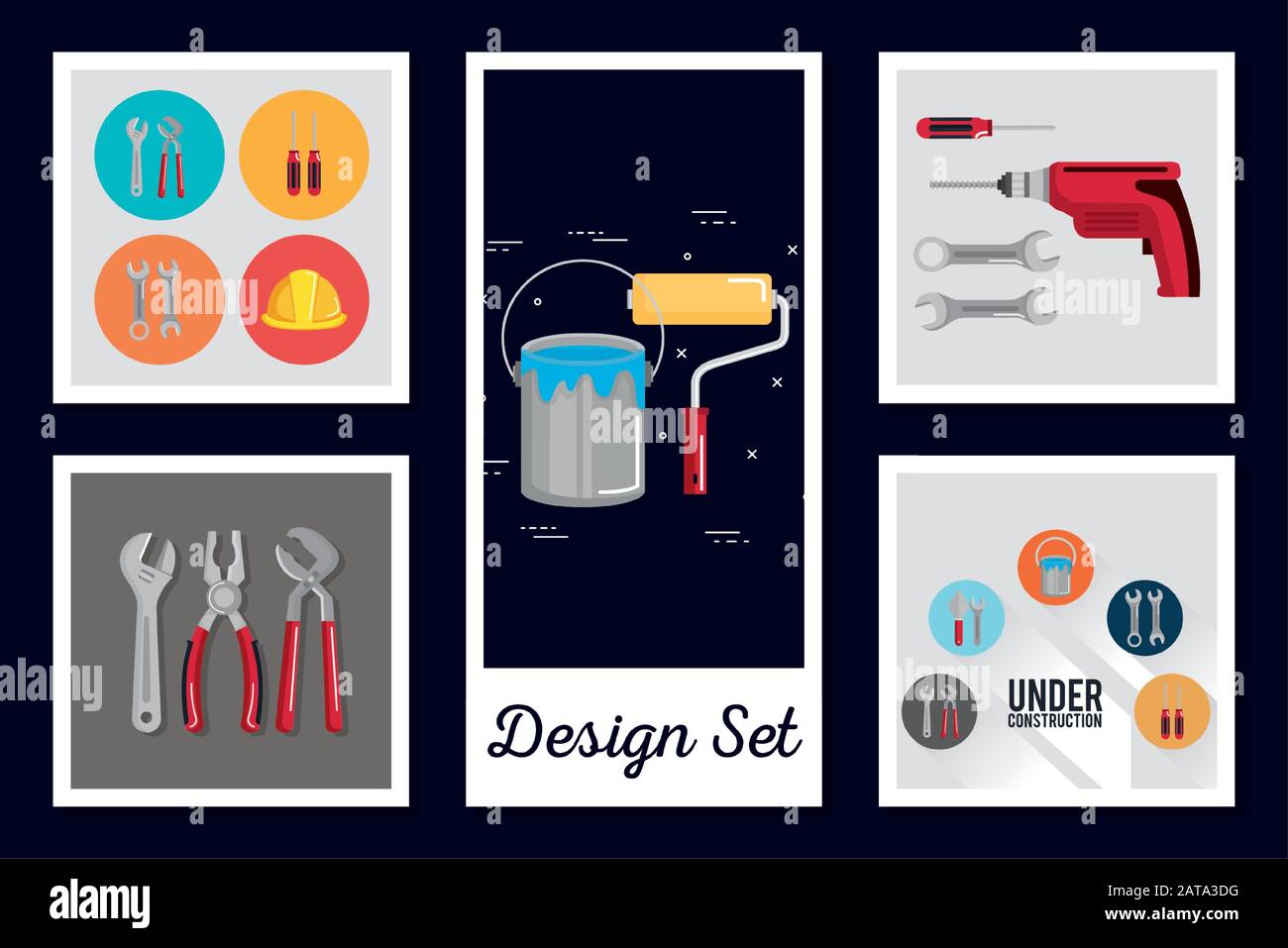 designs set of tools and equipments under construction Stock Vector ...